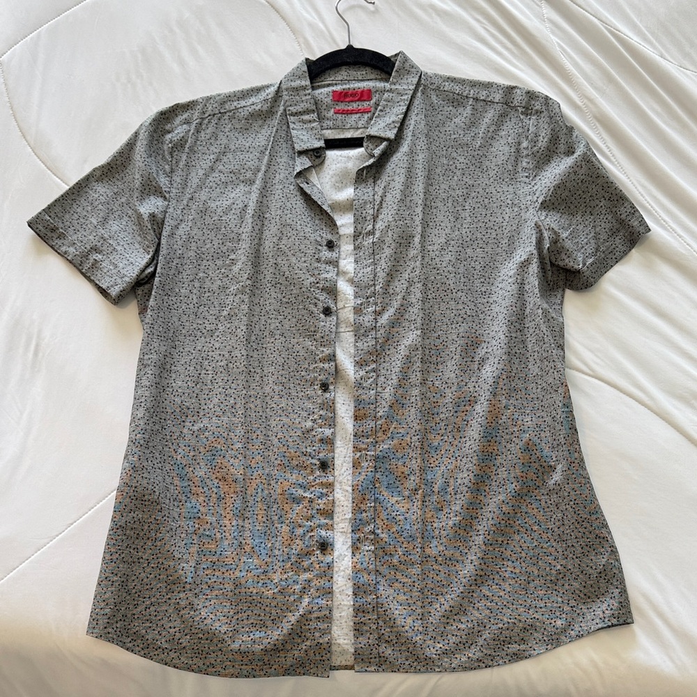 Hugo Boss Gray Patterned Casual Shirt